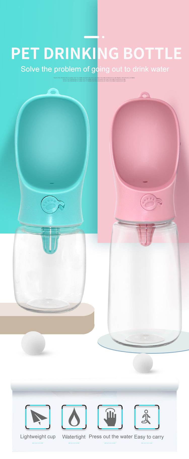 Yingte Pet Portable Water Bottle: Blue, Available in Two Sizes for On-the-Go Hydration!