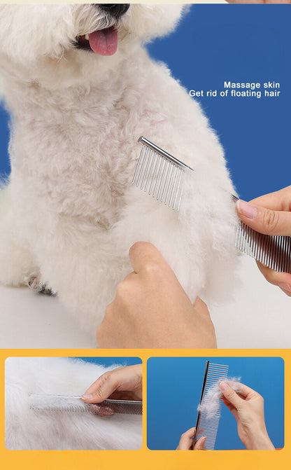 Yingte Pet Grooming Comb for Dogs and Cats - Available in Small and Large Sizes, Metal Construction, Dual Teeth Design