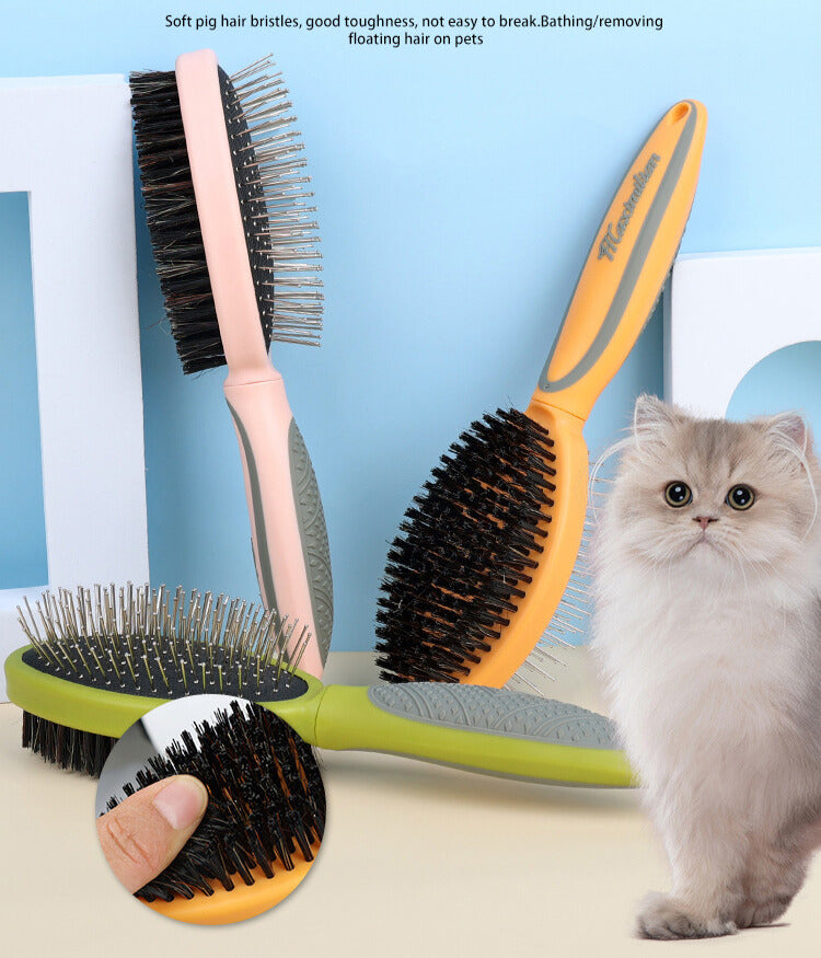 Maximilian Pet Dual-Sided Brush - Pig Bristle Airbag Massage Comb