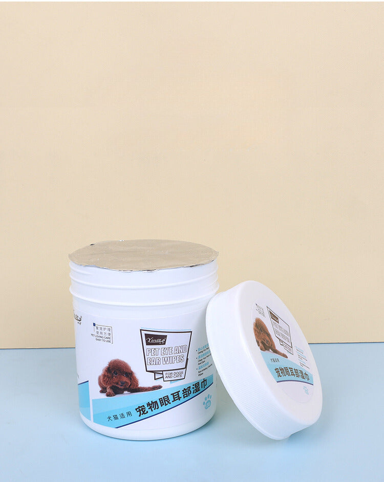 Yingte Pet Tear Stain and Ear Cleaning Wipes - 130 Wipes per Canister