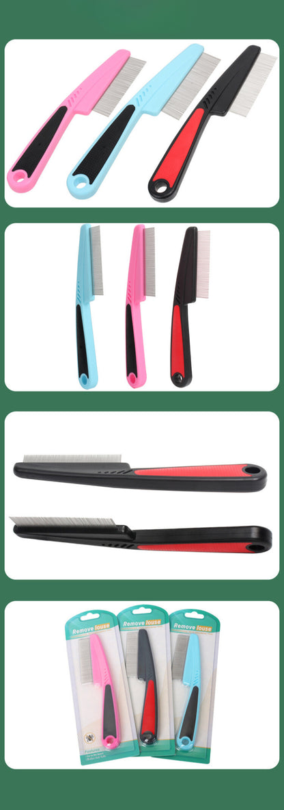 Yingte Pet Flea and Tick Comb - Dense and Spaced Teeth Design, TPR Non-Slip Handle
