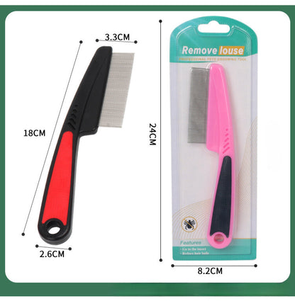 Yingte Pet Flea and Tick Comb - Dense and Spaced Teeth Design, TPR Non-Slip Handle