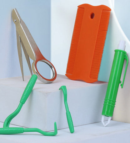 Yingte Pet Bug Catching Tool Set - Includes Flea Comb, Bug Catching Pen, Tick Tweezers, Pointed Tweezers, and Bug Container