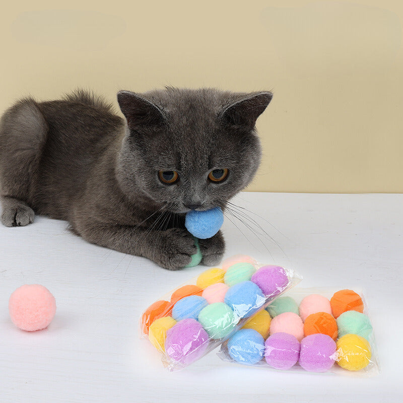 Yingte Plush Silent Toy Balls for Cats - Pack of 12 in Different Colors