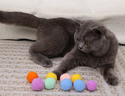 Yingte Plush Silent Toy Balls for Cats - Pack of 12 in Different Colors