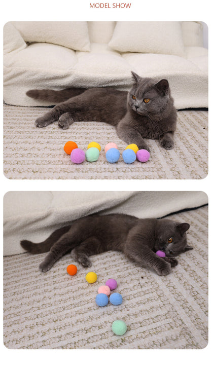Yingte Plush Silent Toy Balls for Cats - Pack of 12 in Different Colors