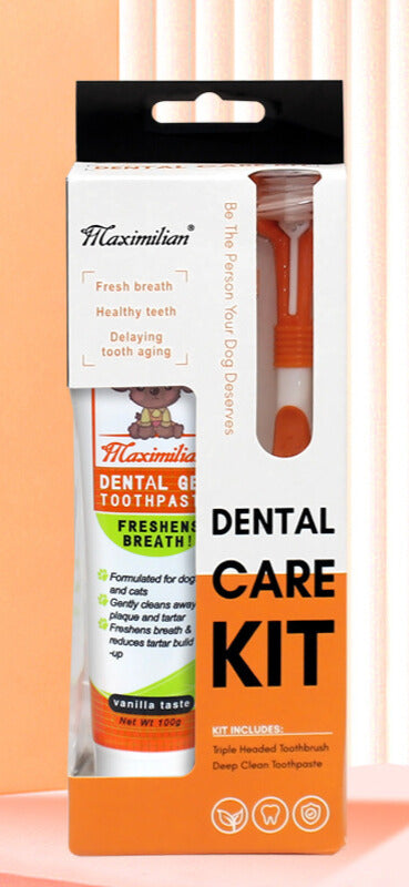 Maximilian Three-Sided Pet Toothbrush Set: Complete Dog Oral Cleaning Supplies for Gentle Dental Care!