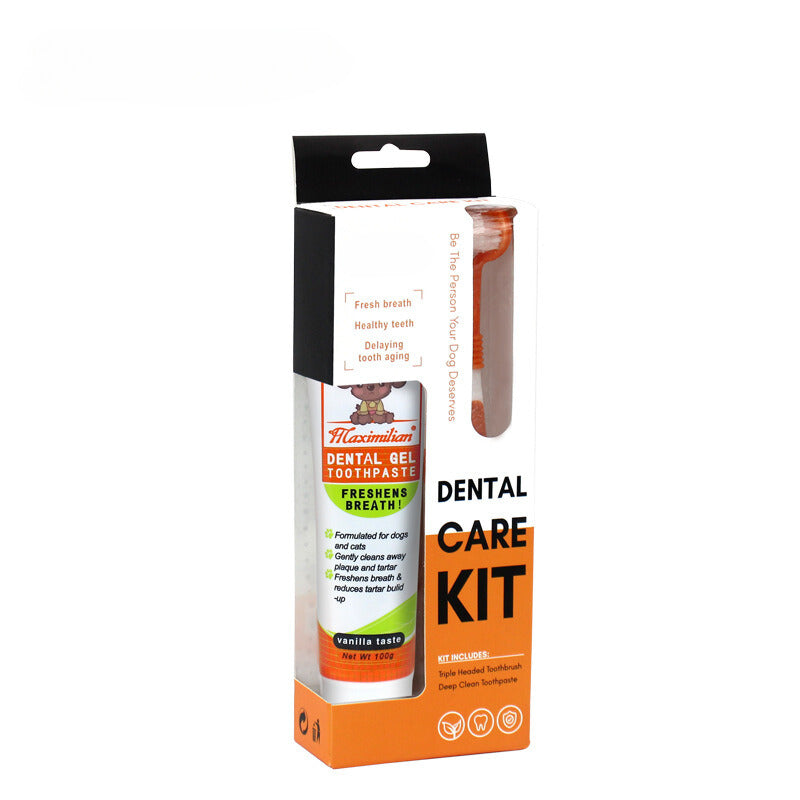 Maximilian Three-Sided Pet Toothbrush Set: Complete Dog Oral Cleaning Supplies for Gentle Dental Care!