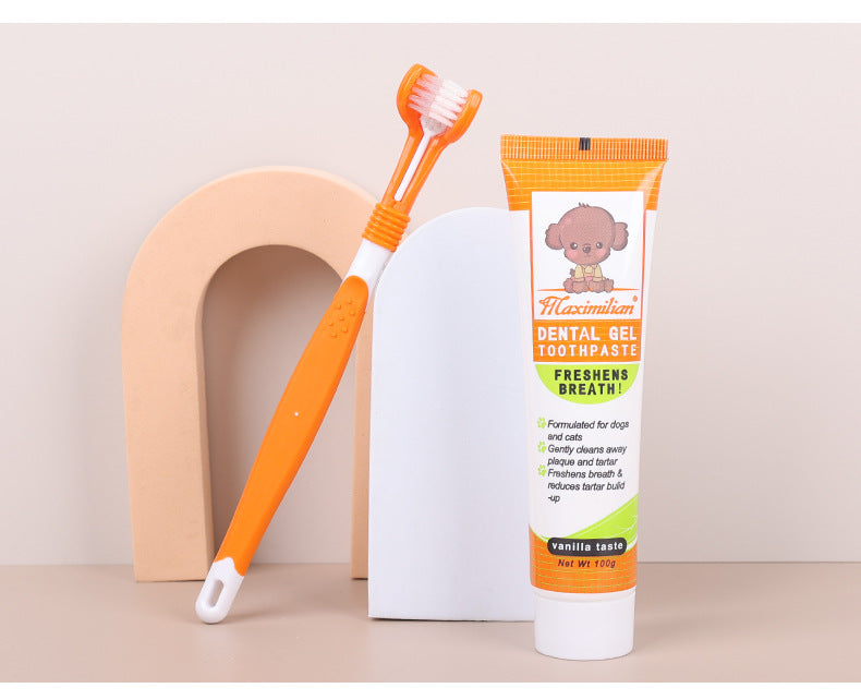 Maximilian Three-Sided Pet Toothbrush Set: Complete Dog Oral Cleaning Supplies for Gentle Dental Care!