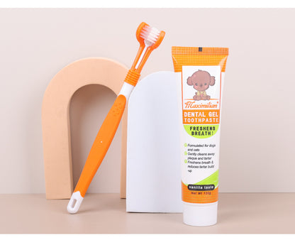 Maximilian Three-Sided Pet Toothbrush Set: Complete Dog Oral Cleaning Supplies for Gentle Dental Care!