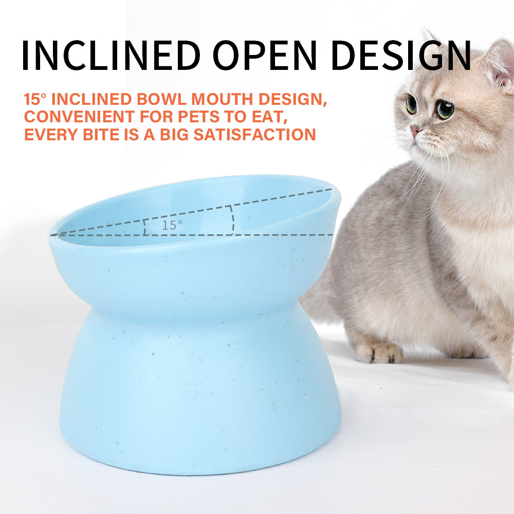 Yingte Pet Feeding Bowl: Cat Bowl with Slanted Rim for Neck Protection - Ideal for Cat Food and Water