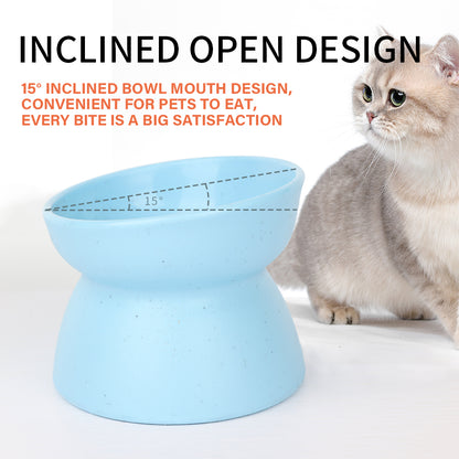 Yingte Pet Feeding Bowl: Cat Bowl with Slanted Rim for Neck Protection - Ideal for Cat Food and Water