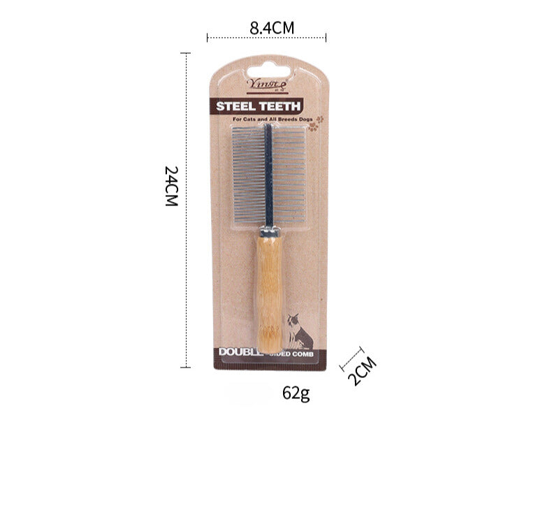 Yingte Bamboo Handle Pet Grooming Comb - Gentle and Durable