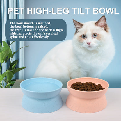 Yingte Pet Feeding Bowl: Cat Bowl with Slanted Rim for Neck Protection - Ideal for Cat Food and Water