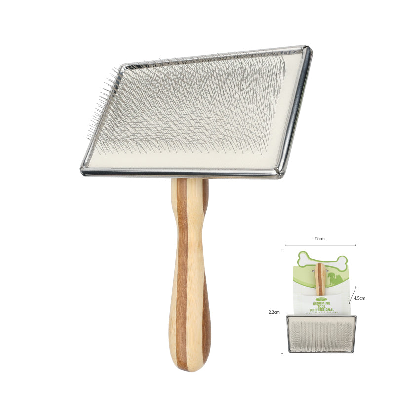 Maximilian Bamboo Handle Pet Needle Brush - Gentle and Effective Fur Removal