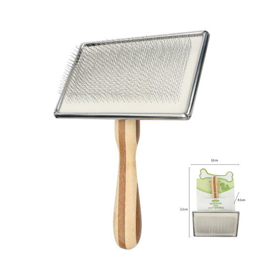 Maximilian Bamboo Handle Pet Needle Brush - Gentle and Effective Fur Removal