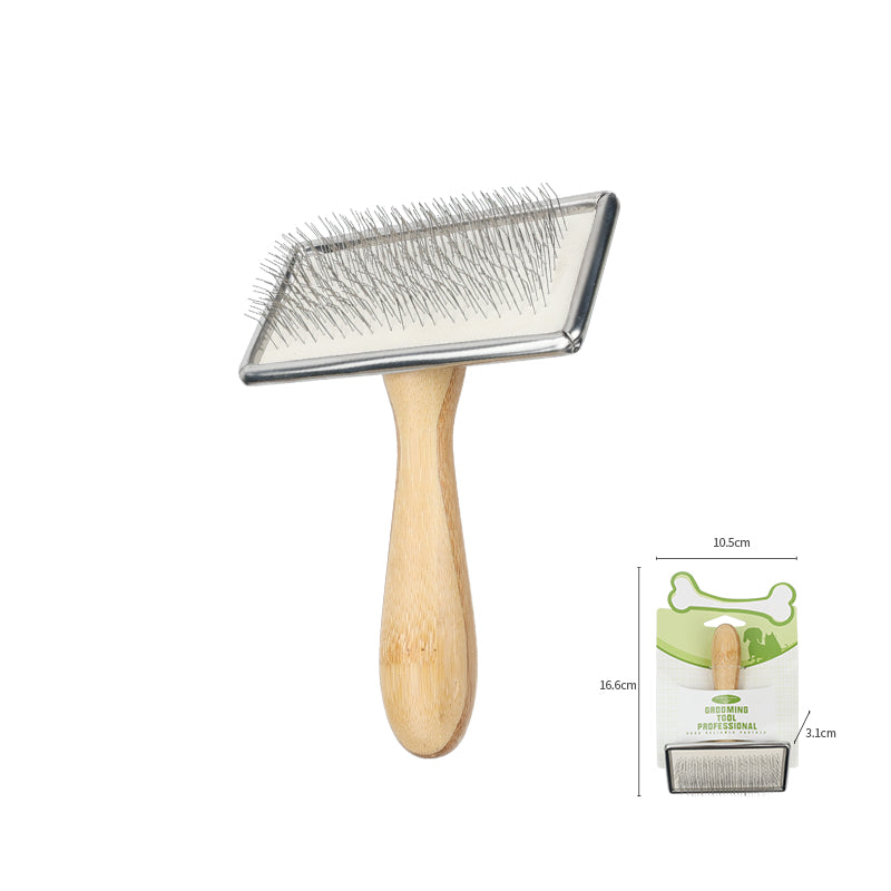 Maximilian Bamboo Handle Pet Needle Brush - Gentle and Effective Fur Removal