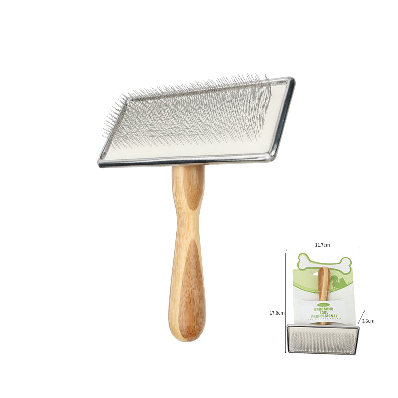 Maximilian Bamboo Handle Pet Needle Brush - Gentle and Effective Fur Removal