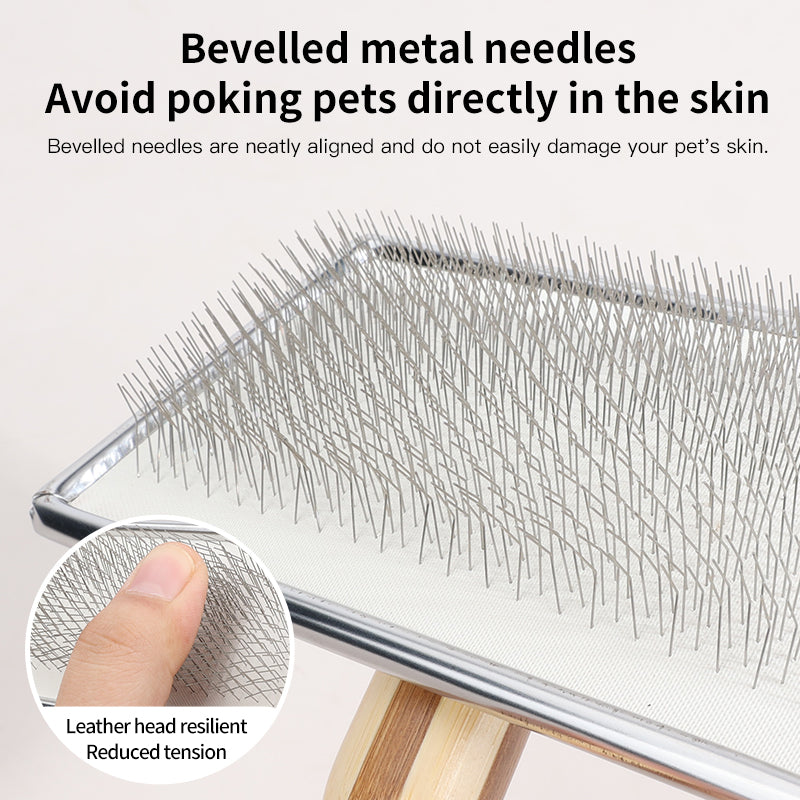 Maximilian Bamboo Handle Pet Needle Brush - Gentle and Effective Fur Removal