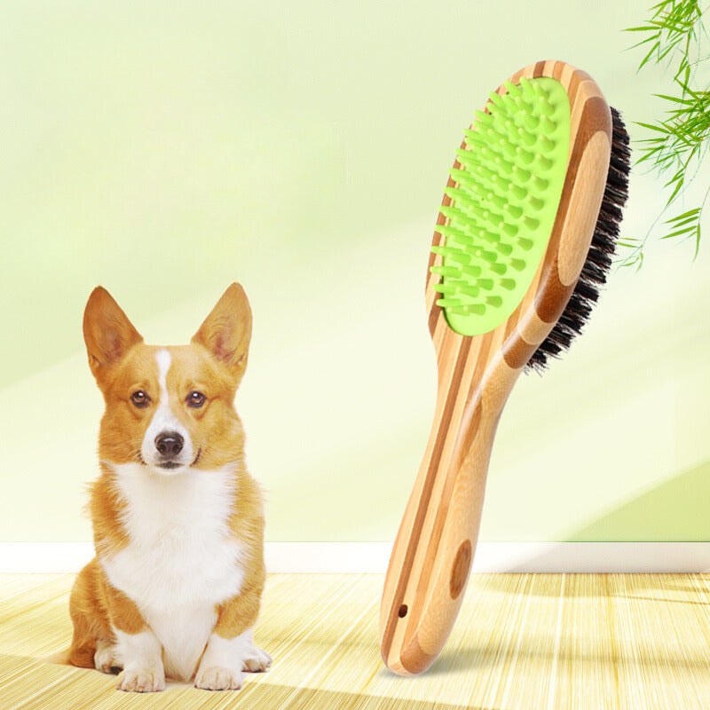 Green Meadow Pet Grooming Tool - Air Cushion Massage and Bristle Brush