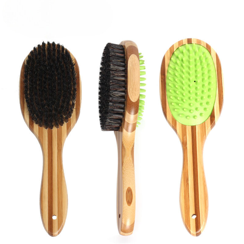 Green Meadow Pet Grooming Tool - Air Cushion Massage and Bristle Brush