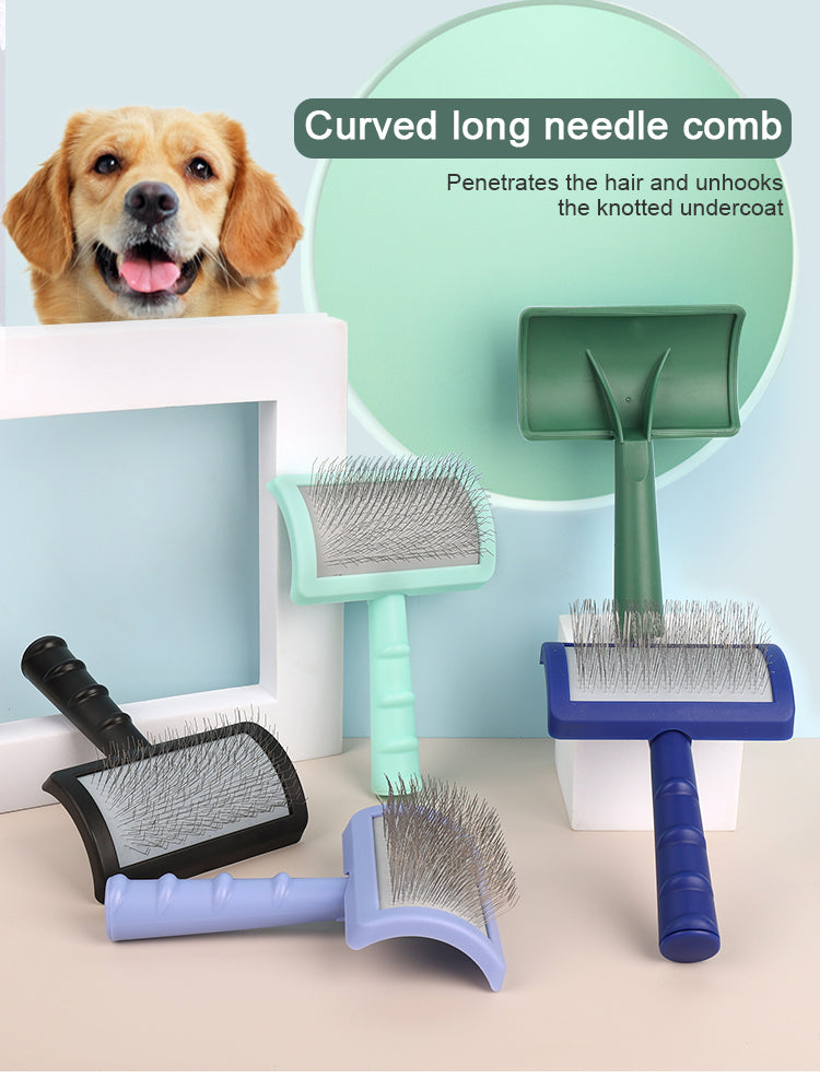 Historee Pet Fluffy Comb: Effortless Grooming for Large Pets in Green and Pink!