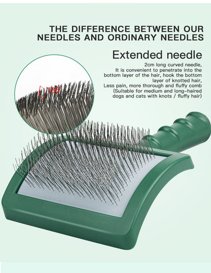 Historee Pet Fluffy Comb: Effortless Grooming for Large Pets in Green and Pink!