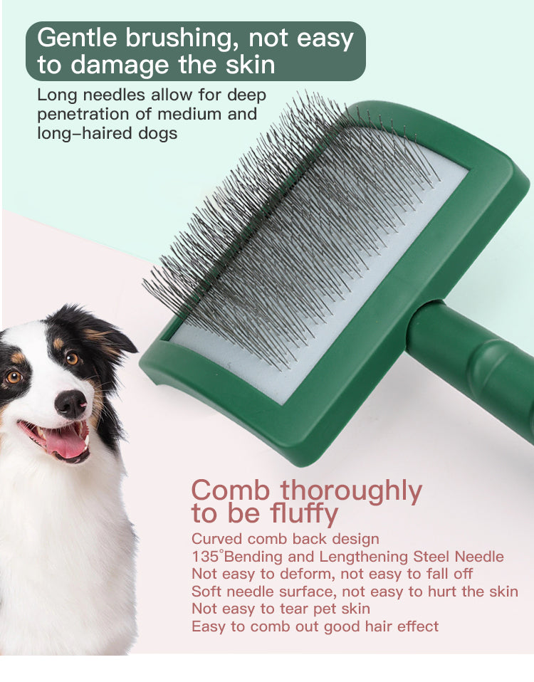 Historee Pet Fluffy Comb: Effortless Grooming for Large Pets in Green and Pink!