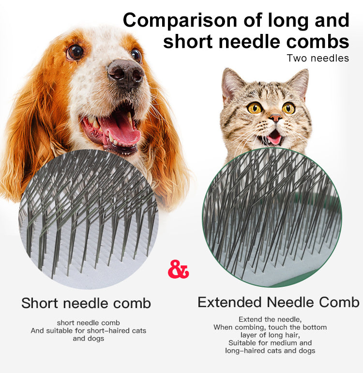 Historee Pet Fluffy Comb: Effortless Grooming for Large Pets in Green and Pink!